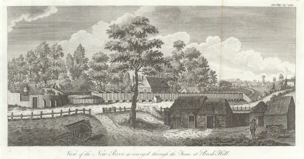The New River as conveyed through the Frame at Bush Hill, Enfield, London 1784